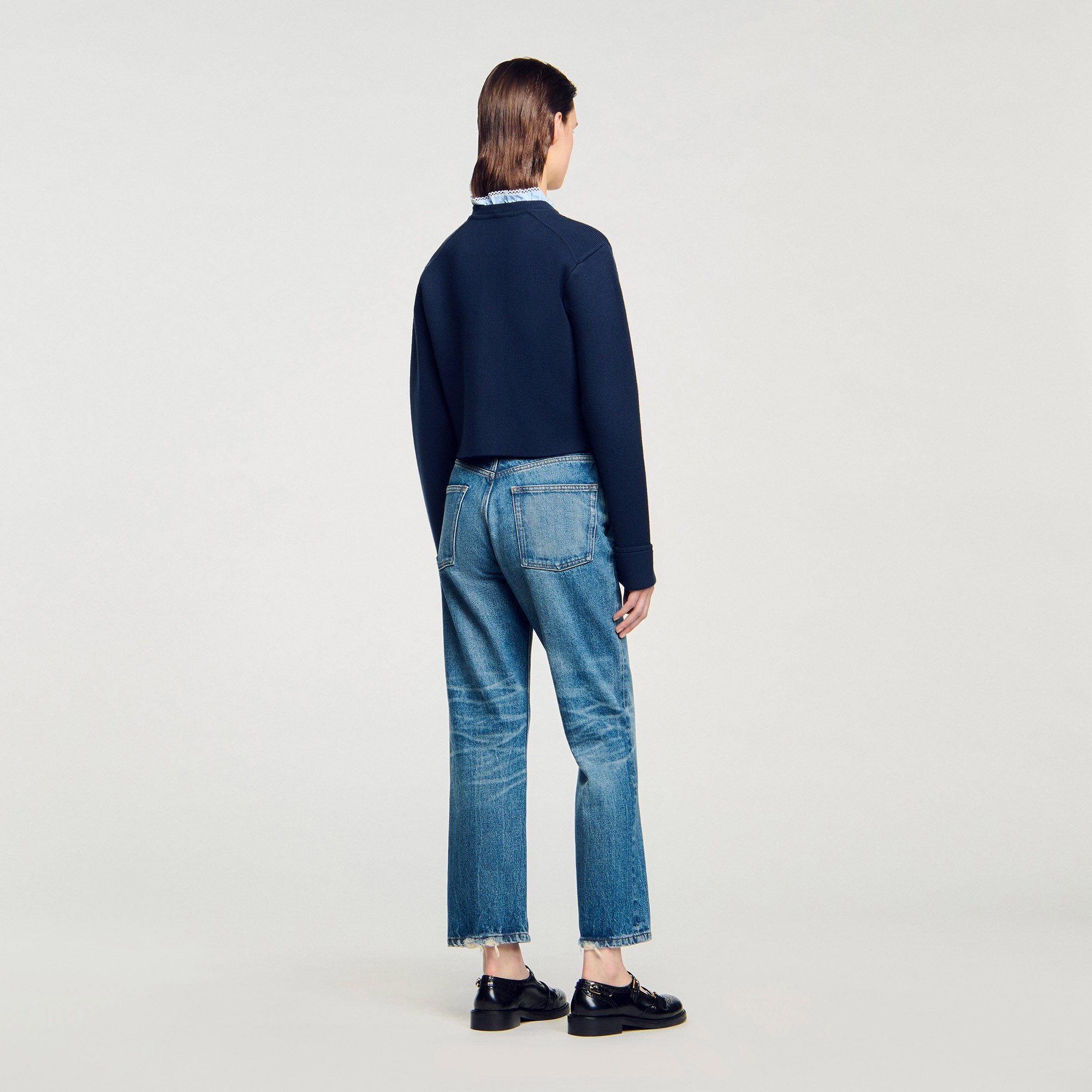 Sandro / Cardigan with ruffle collar Navy Blue