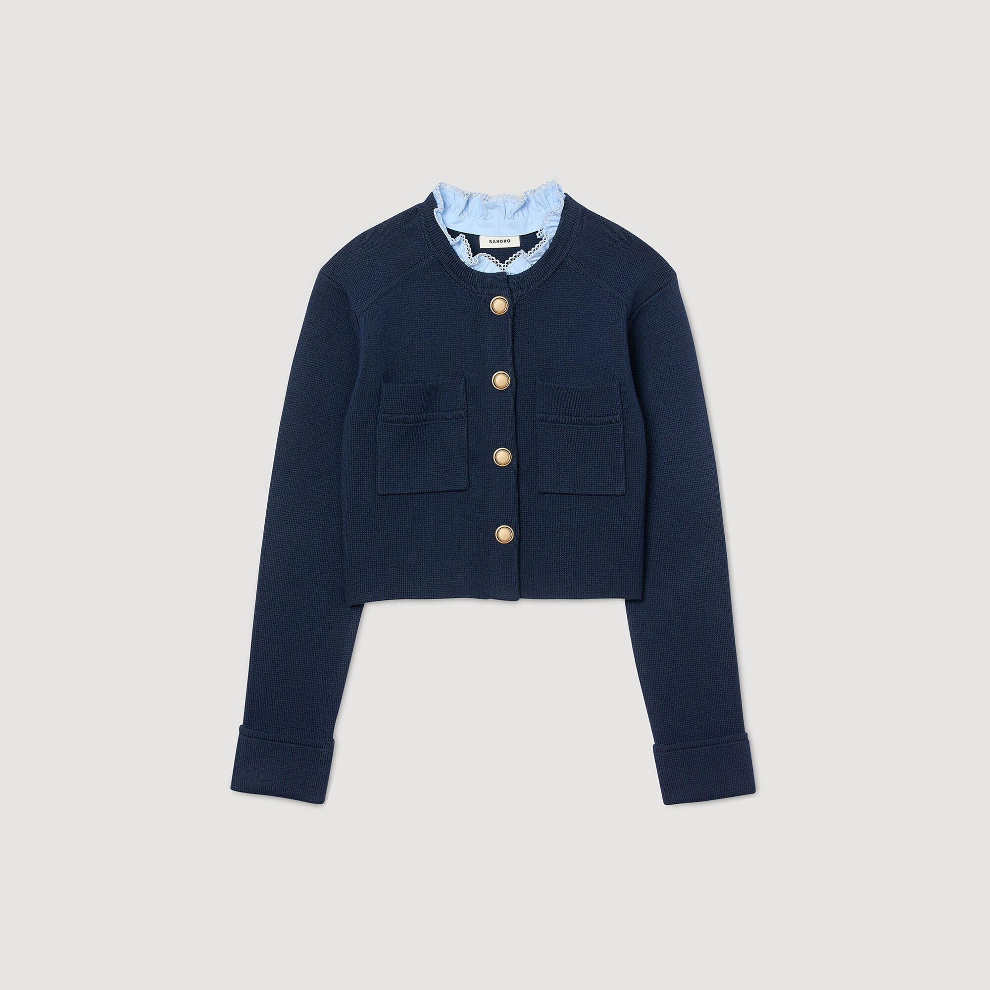 Sandro / Cardigan with ruffle collar Navy Blue