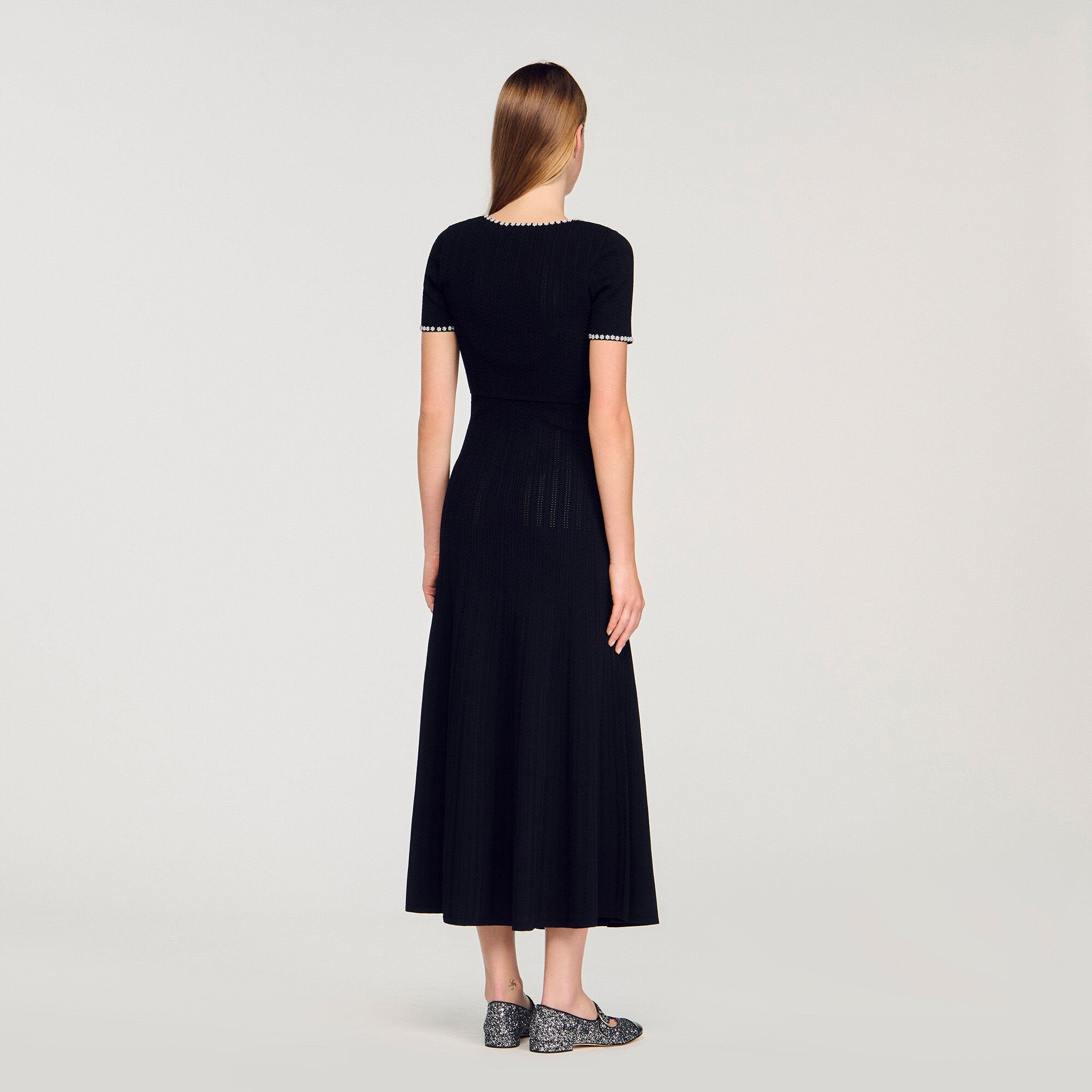 Sandro / Cropped beaded cardigan Black