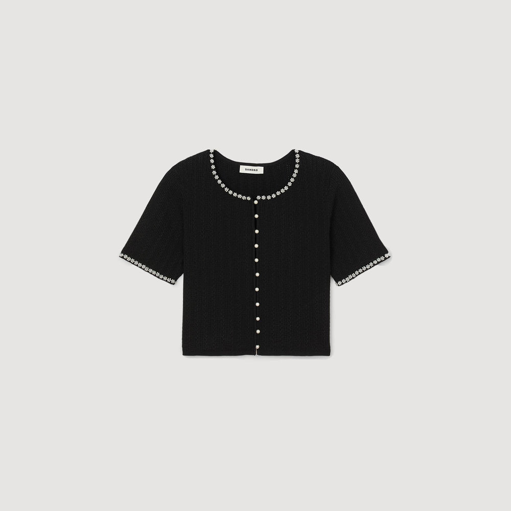 Sandro / Cropped beaded cardigan Black