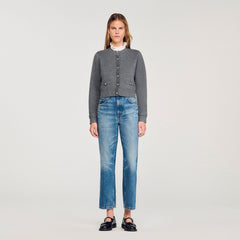 Sandro / Cardigan with detachable ruffle collar Grey