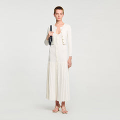Sandro / Cropped rib knit cardigan Ecru