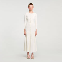 Sandro / Cropped rib knit cardigan Ecru