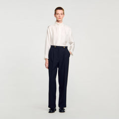 Sandro / Silk shirt with gathered collar Ecru