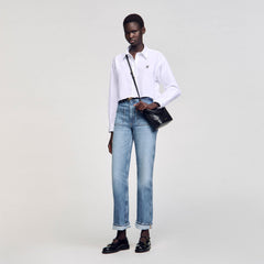 Sandro / Cropped poplin shirt White