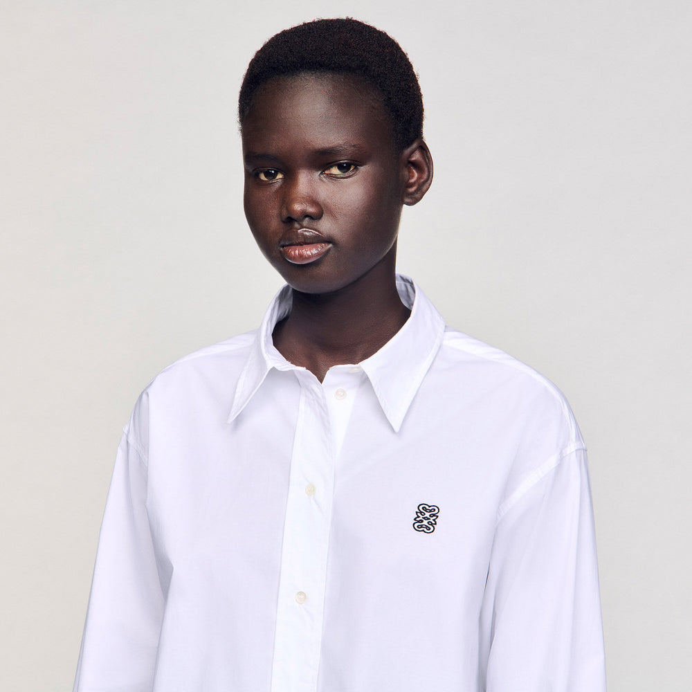 Sandro / Cropped poplin shirt White