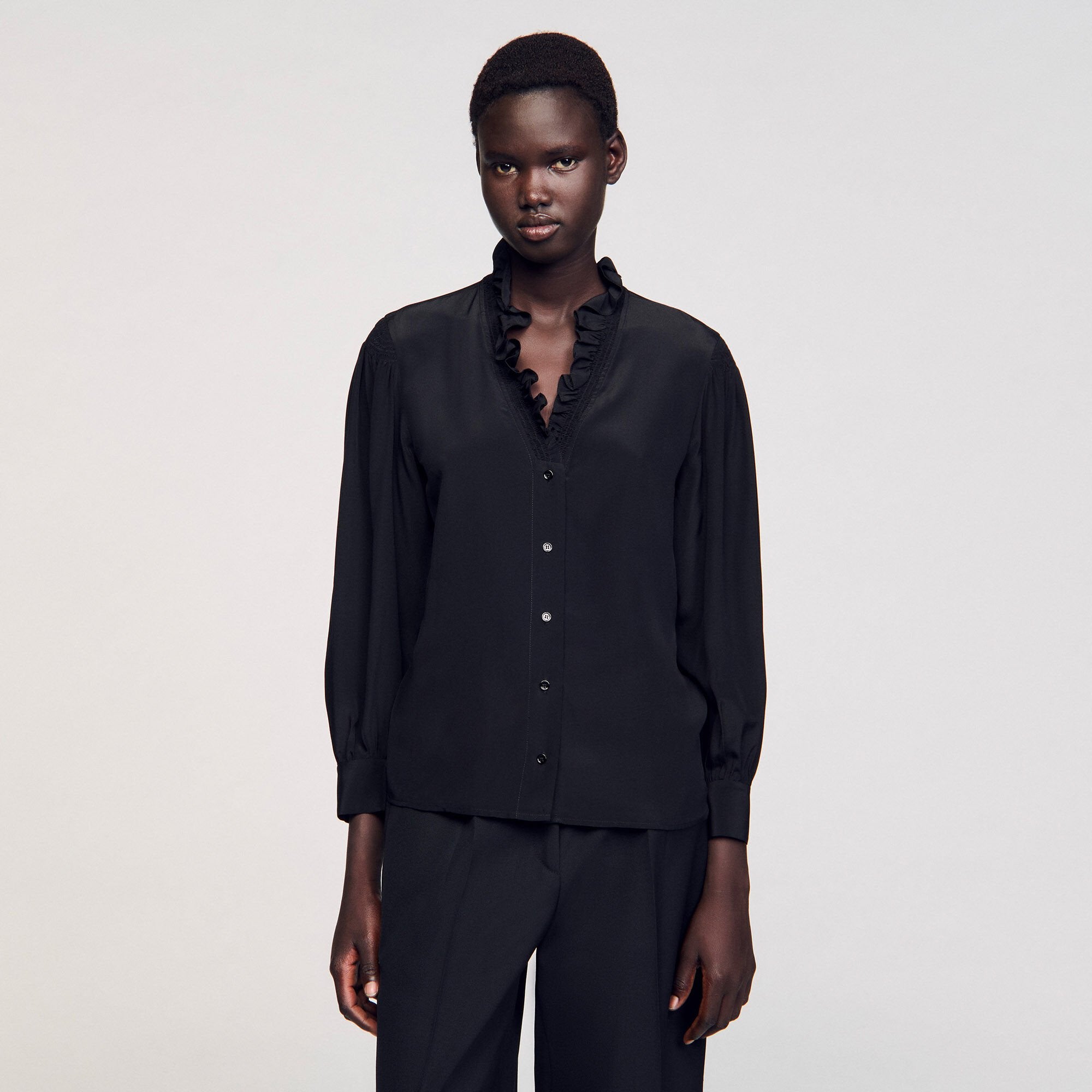 Sandro / Flowy silk shirt Black