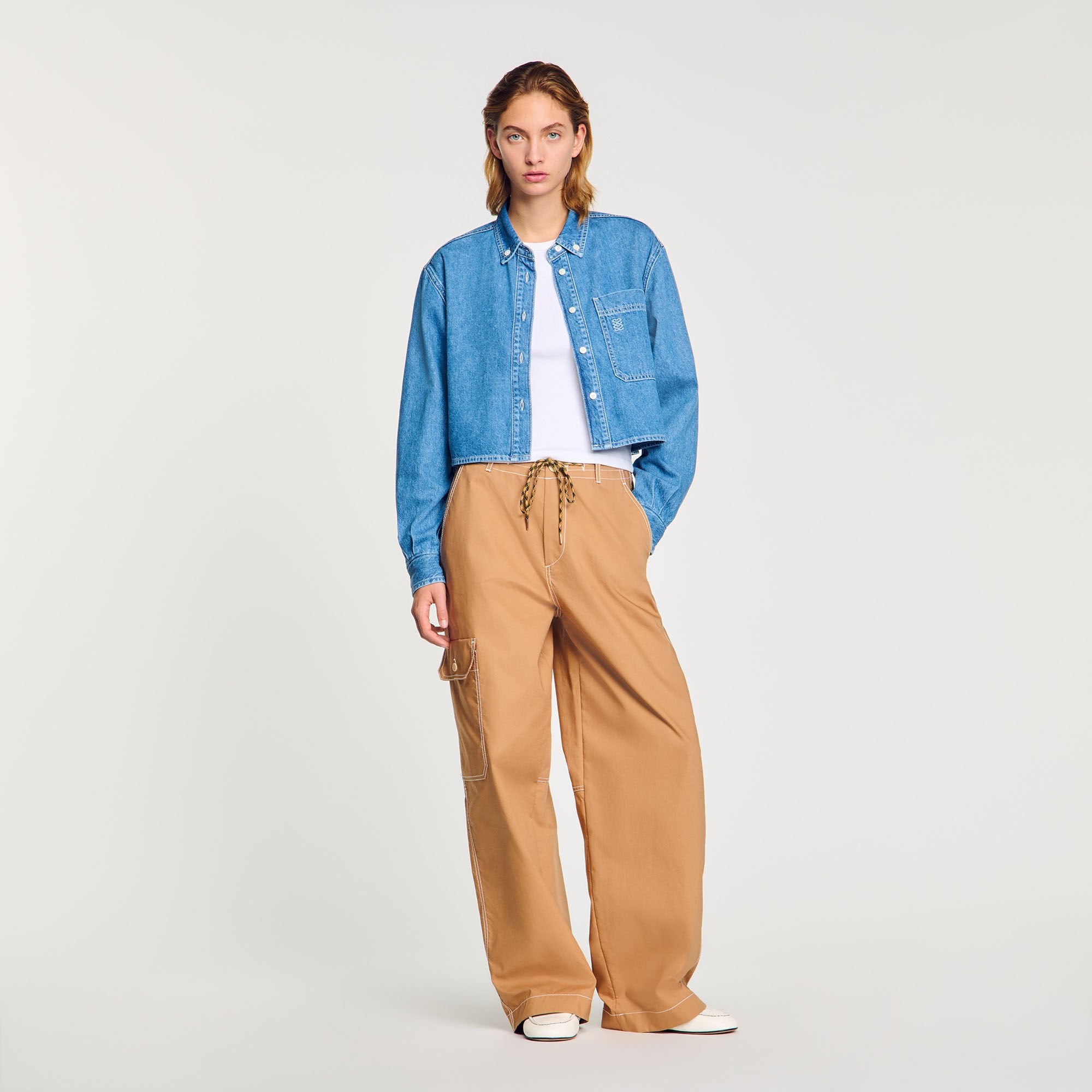 Sandro / Denim cropped shirt Blue Jean