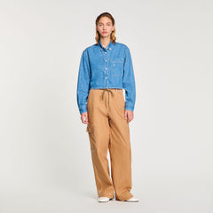 Sandro / Denim cropped shirt Blue Jean