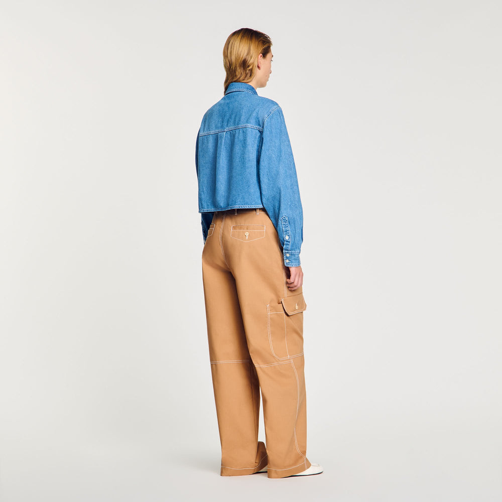 Sandro / Denim cropped shirt Blue Jean