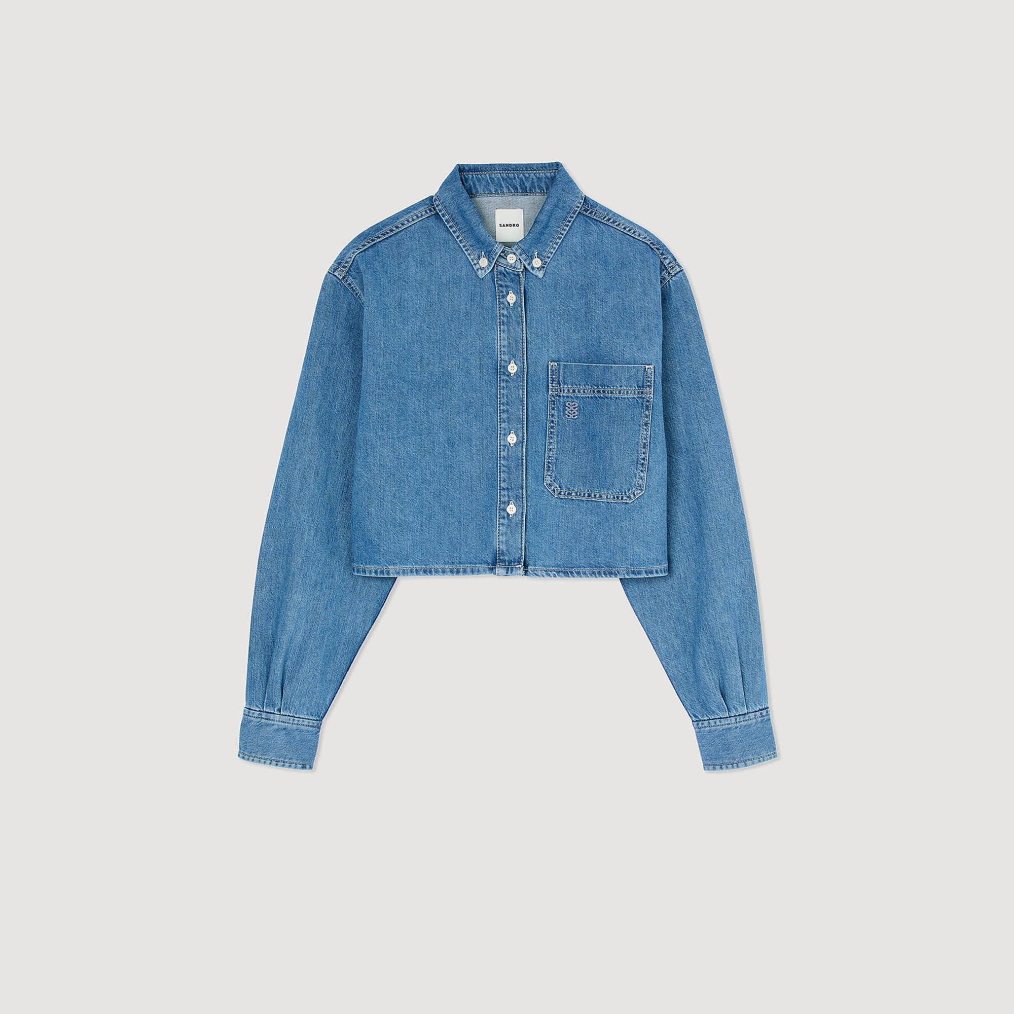 Sandro / Denim cropped shirt Blue Jean