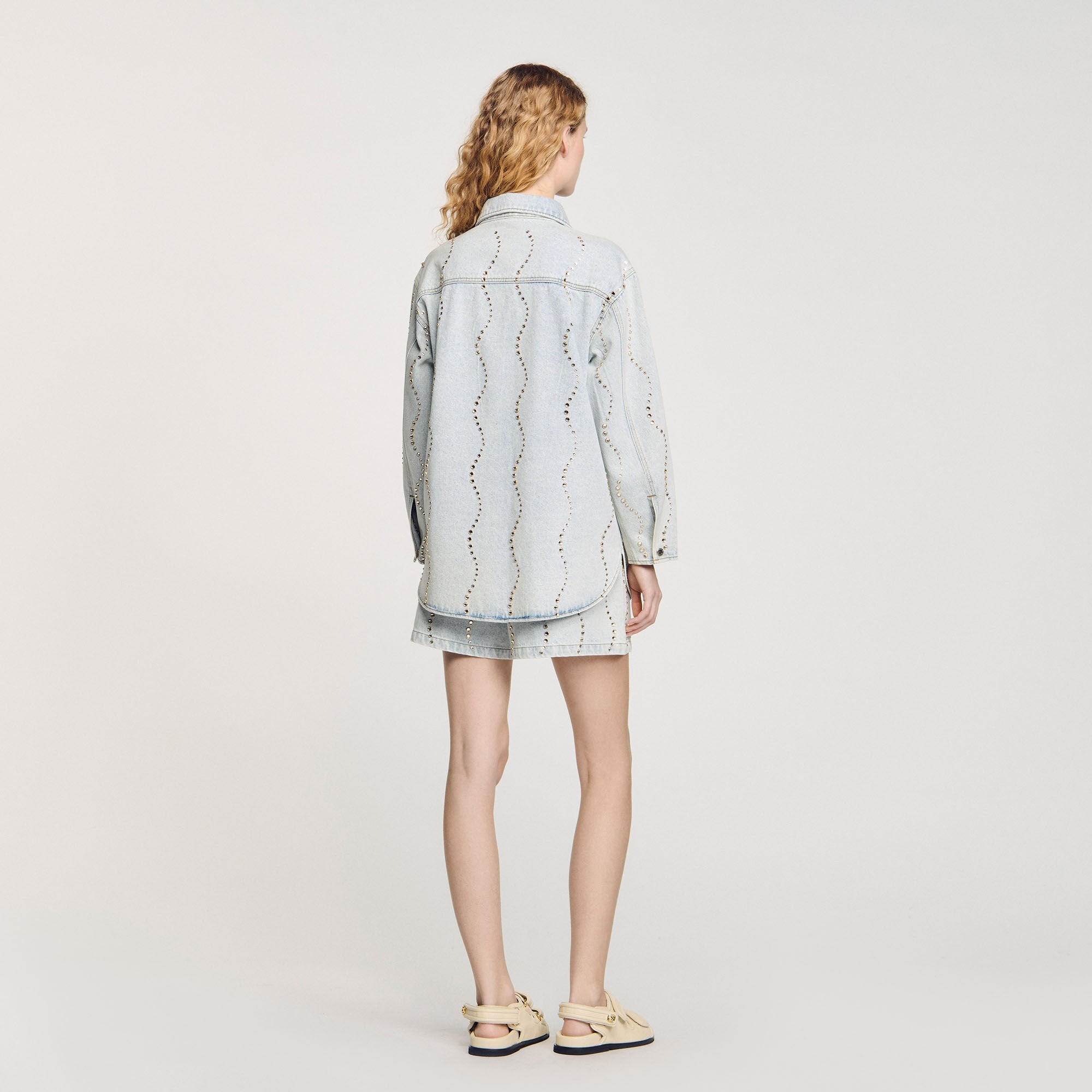 Sandro / Denim shirt with rhinestones Light Bu Jean