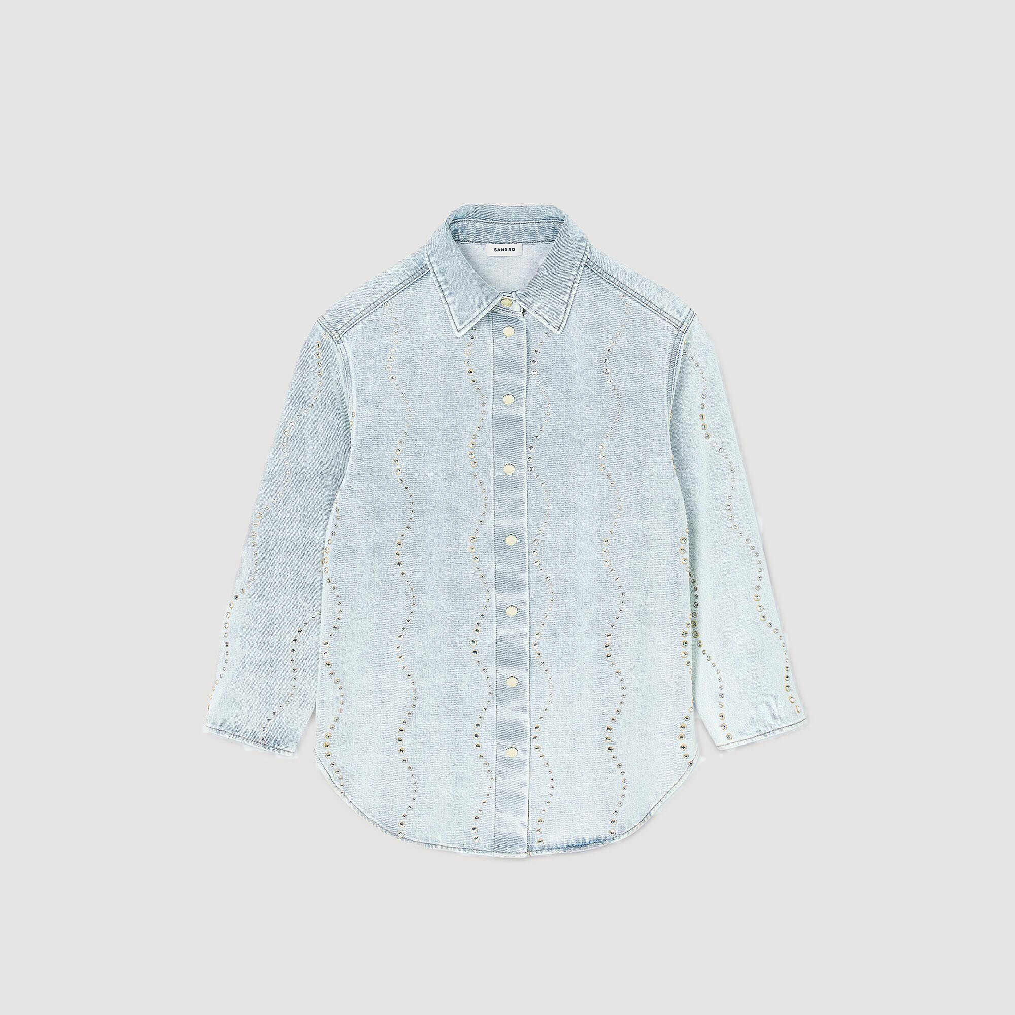Sandro / Denim shirt with rhinestones Light Bu Jean