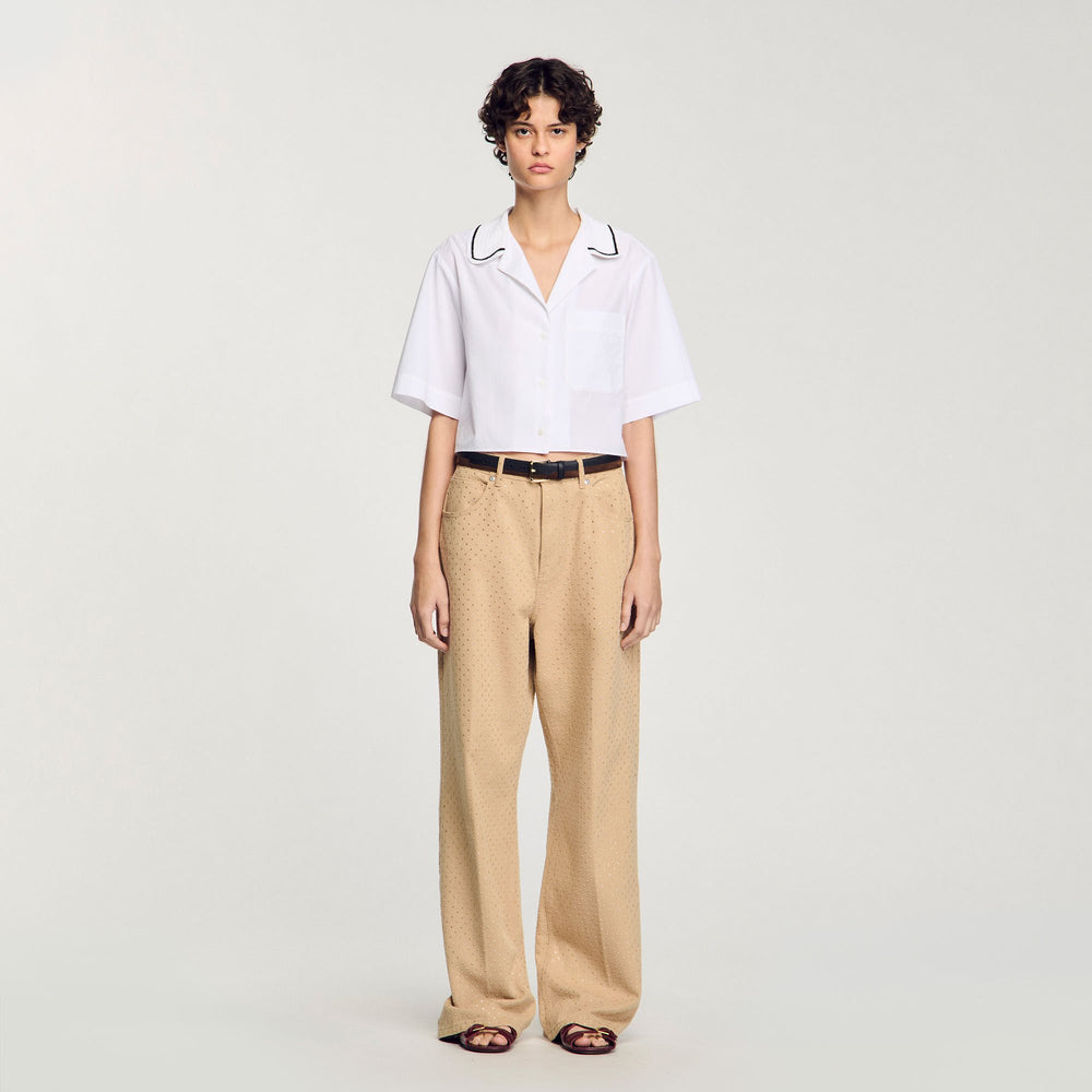 Sandro / Crochet collar shirt White