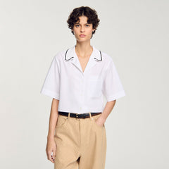 Sandro / Crochet collar shirt White