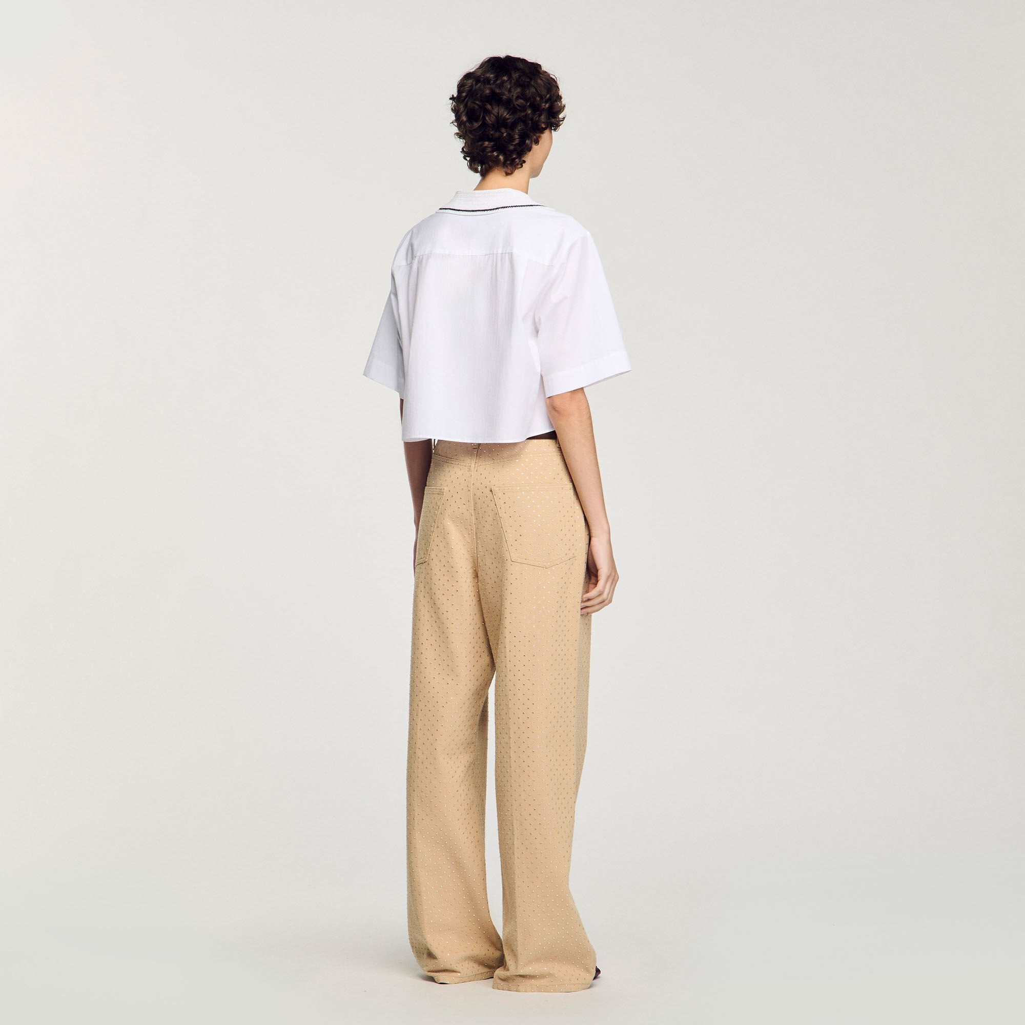Sandro / Crochet collar shirt White