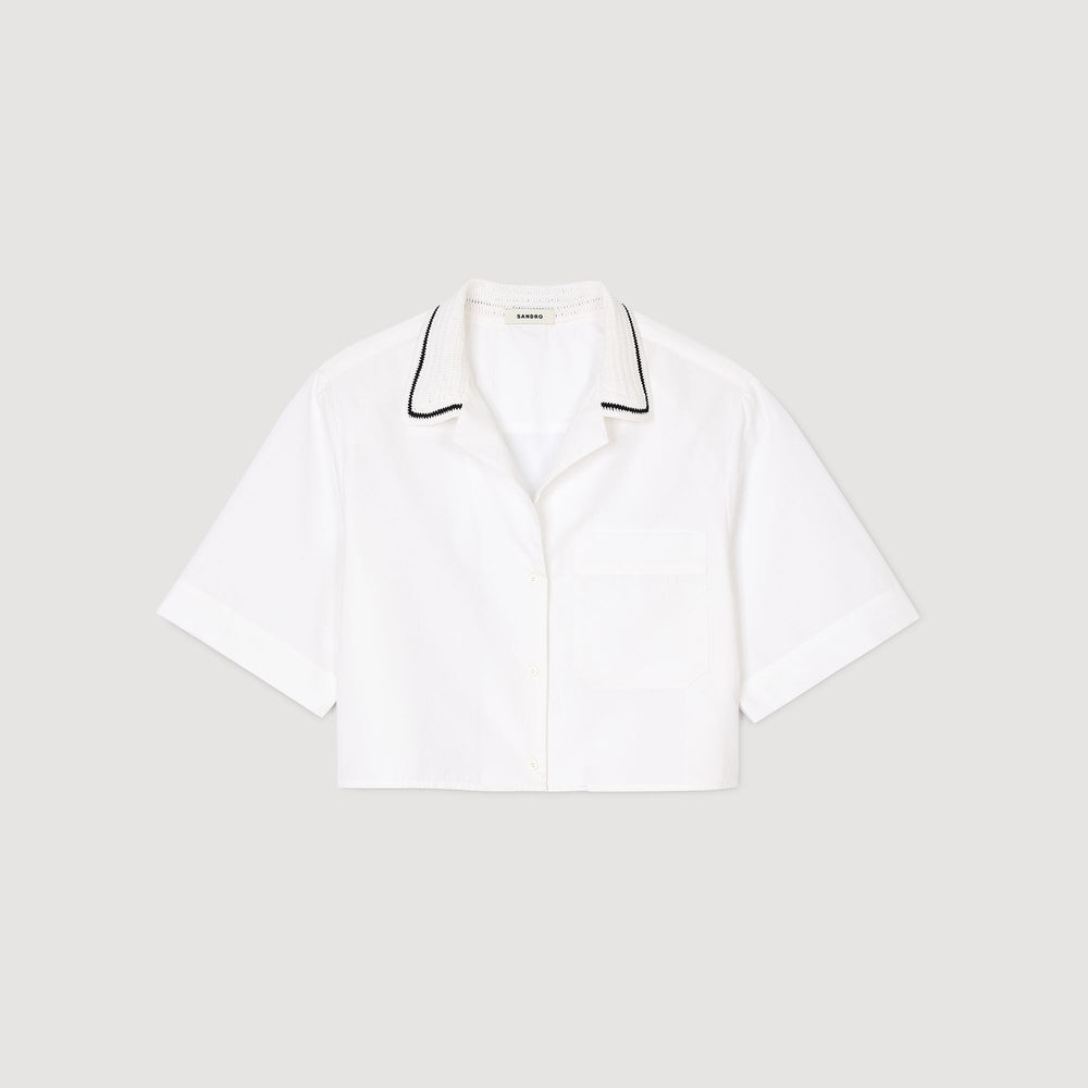 Sandro / Crochet collar shirt White