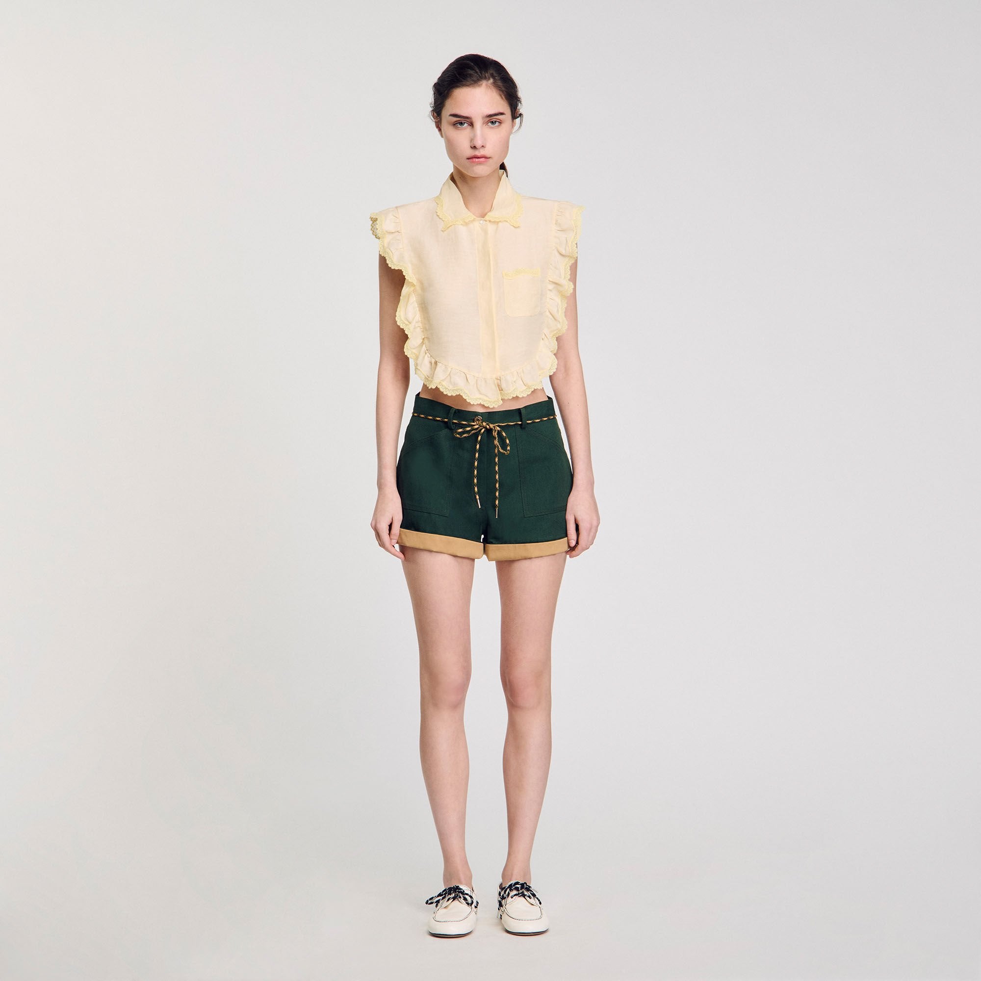 Sandro / Shirt collar with lace detail Light Yellow
