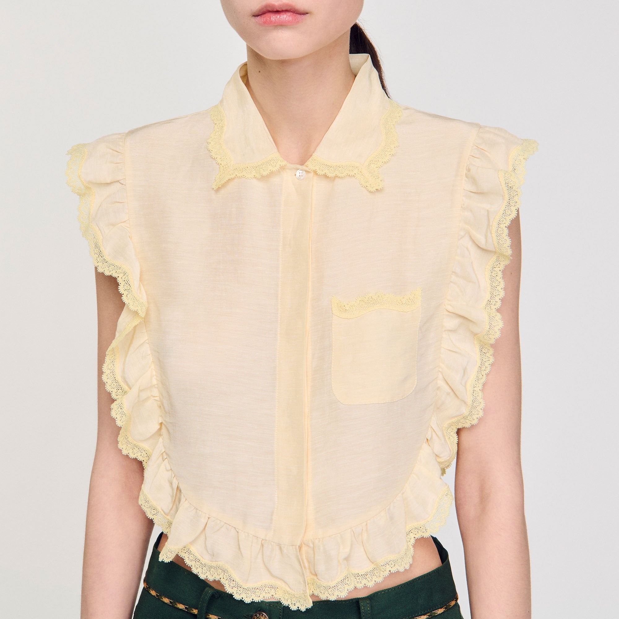 Sandro / Shirt collar with lace detail Light Yellow