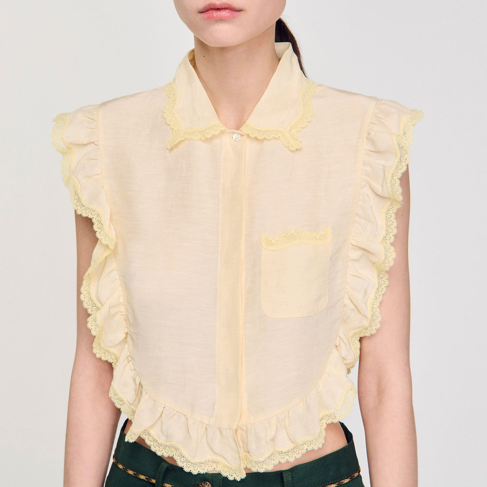 Sandro / Shirt collar with lace detail Light Yellow