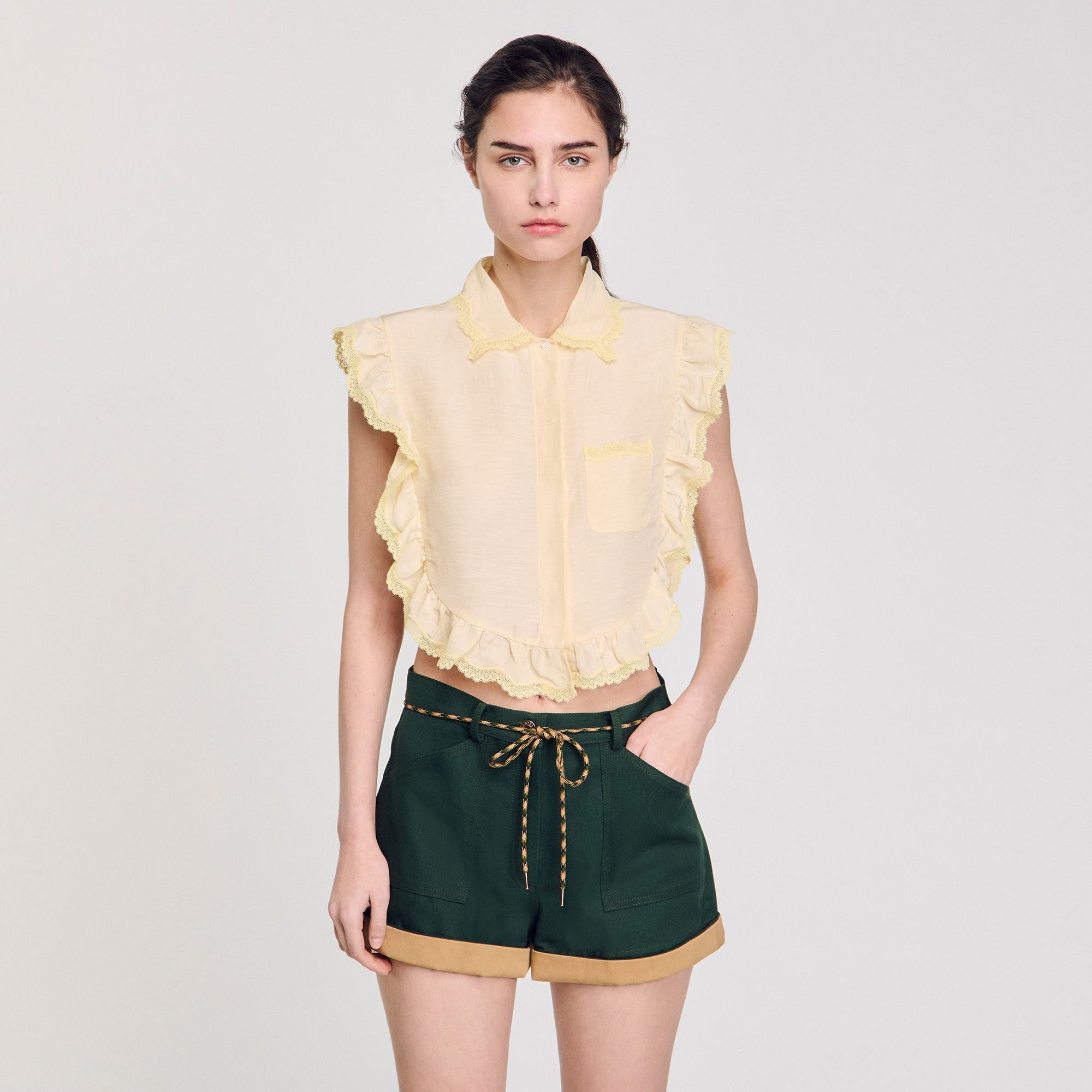 Sandro / Shirt collar with lace detail Light Yellow