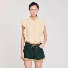 Sandro / Shirt collar with lace detail Light Yellow