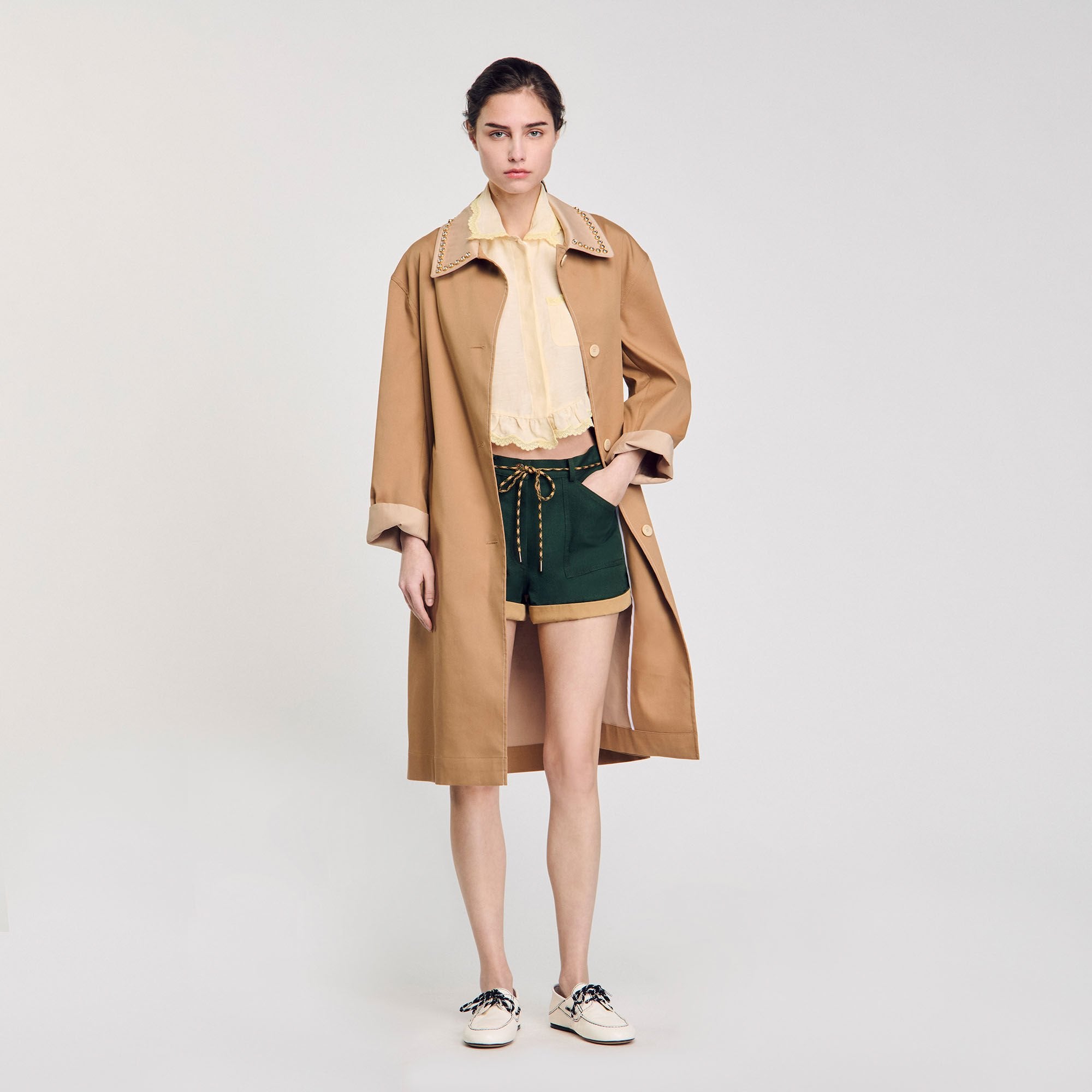 Sandro / Shirt collar with lace detail Light Yellow