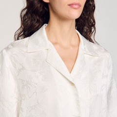 Sandro / Cropped shirt with jacquard flowers White