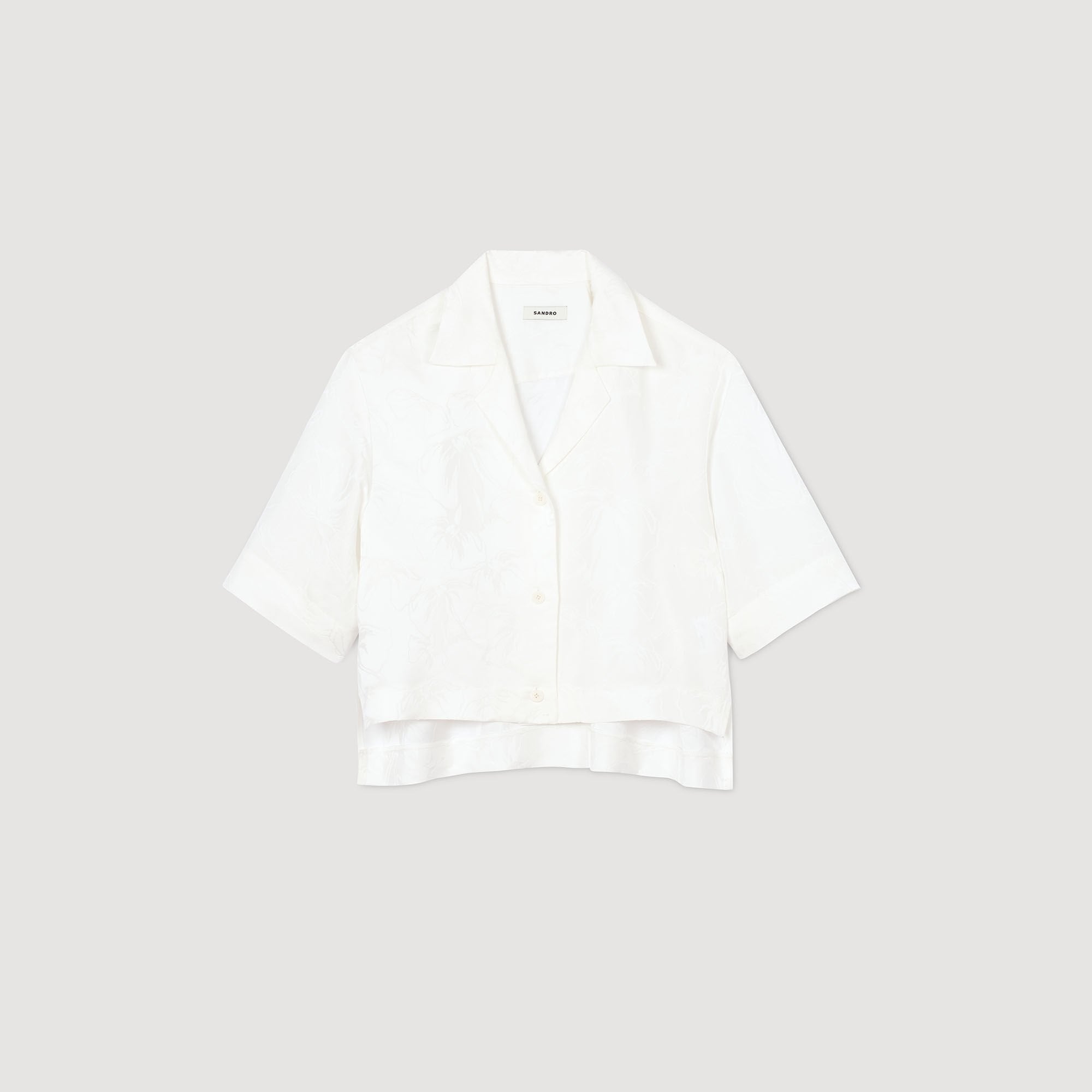 Sandro / Cropped shirt with jacquard flowers White