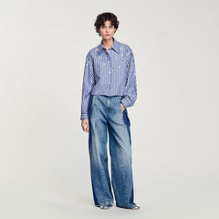 Sandro / Beaded striped shirt Blue