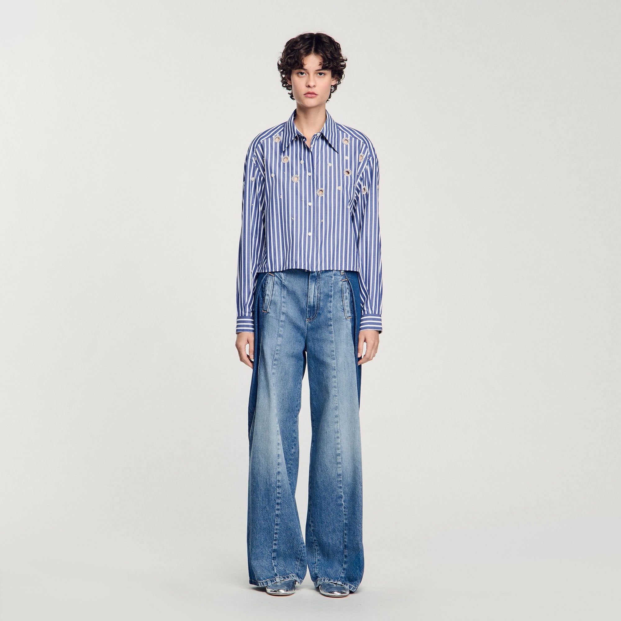 Sandro / Beaded striped shirt Blue