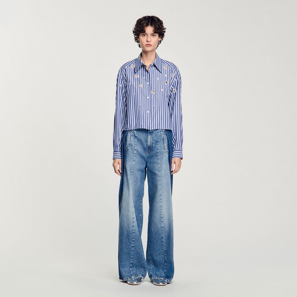 Sandro / Beaded striped shirt Blue