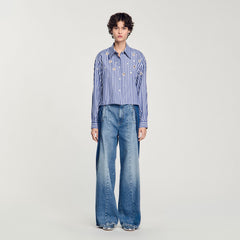 Sandro / Beaded striped shirt Blue
