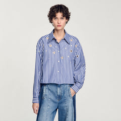 Sandro / Beaded striped shirt Blue