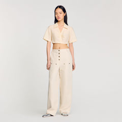 Sandro / Cropped gathered shirt Ecru