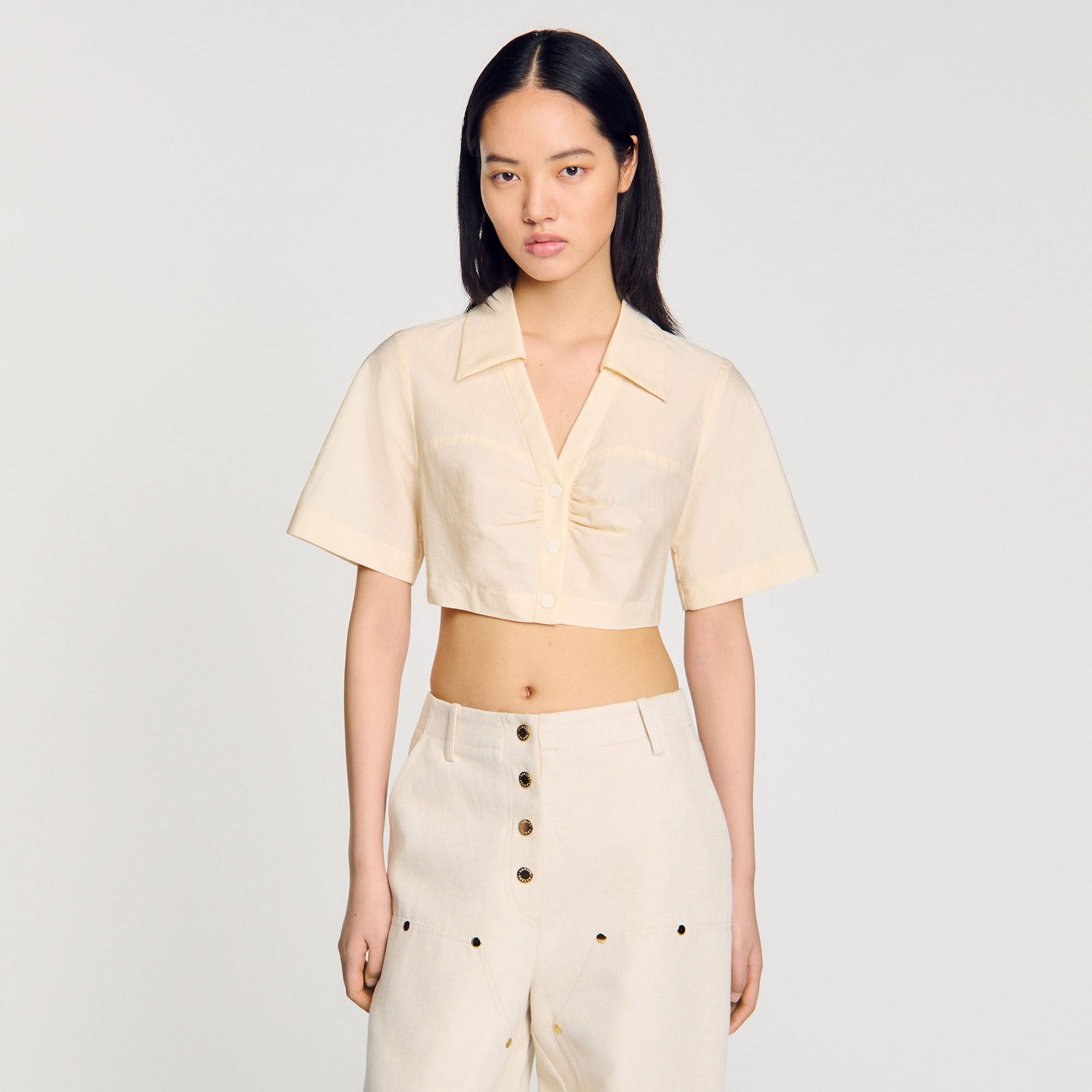 Sandro / Cropped gathered shirt Ecru