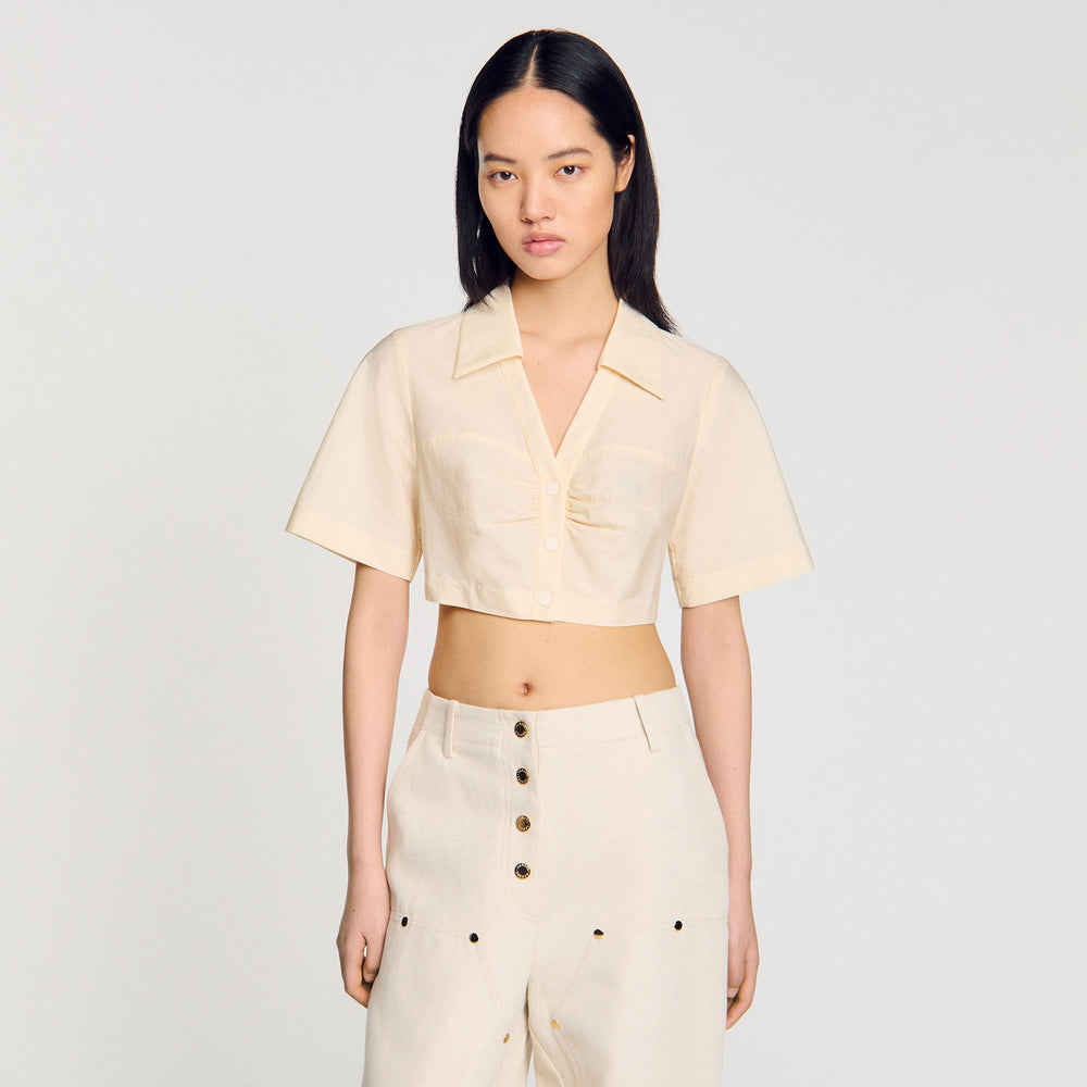Sandro / Cropped gathered shirt Ecru