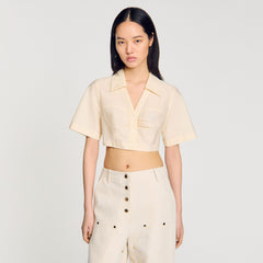 Sandro / Cropped gathered shirt Ecru