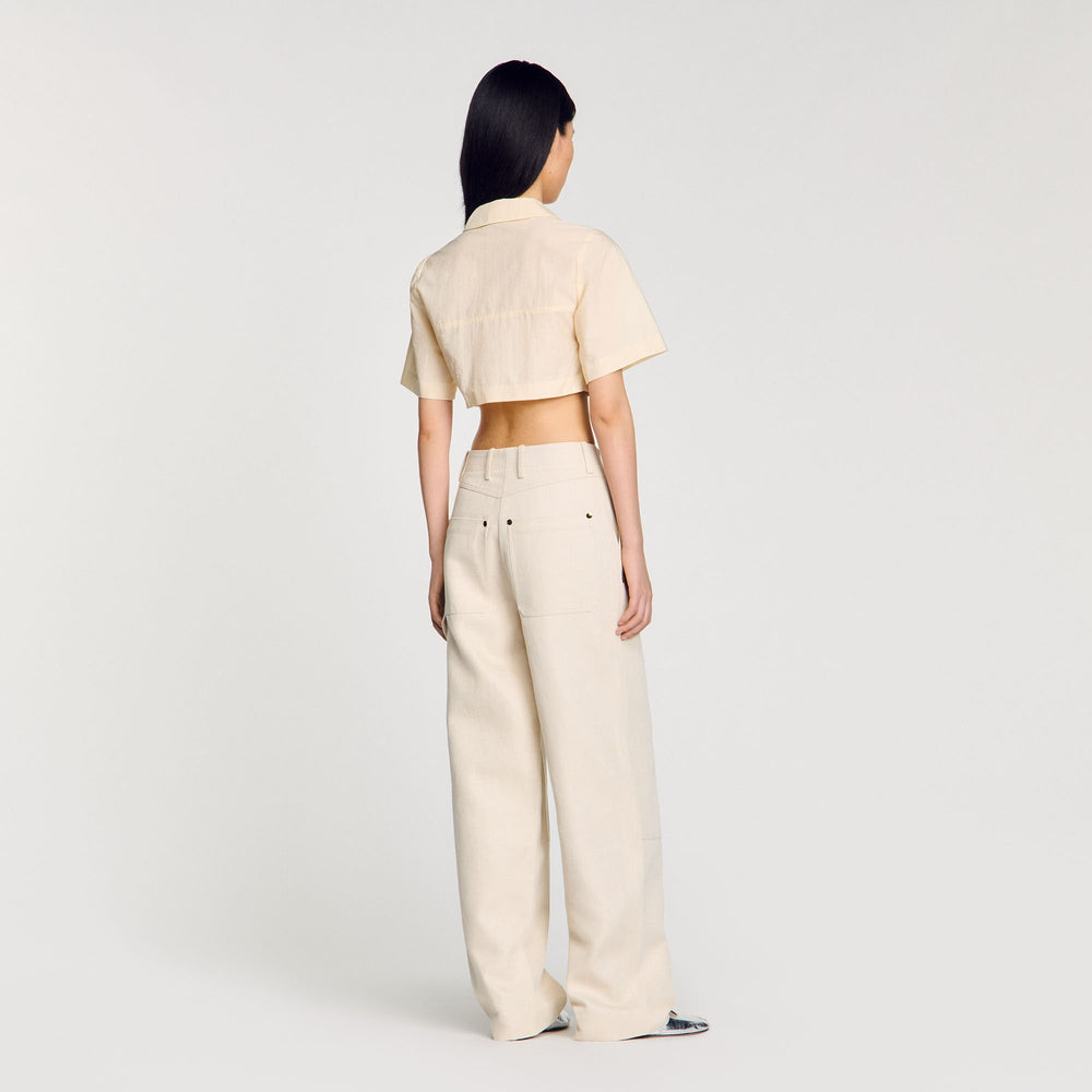 Sandro / Cropped gathered shirt Ecru
