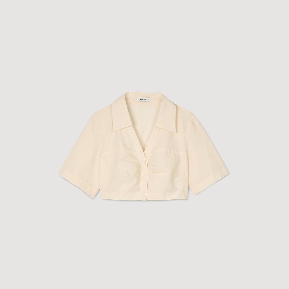 Sandro / Cropped gathered shirt Ecru
