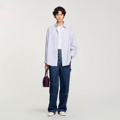 Sandro / Striped rhinestone shirt White