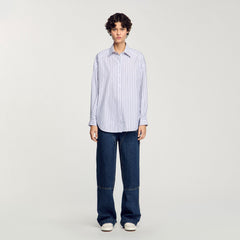 Sandro / Striped rhinestone shirt White
