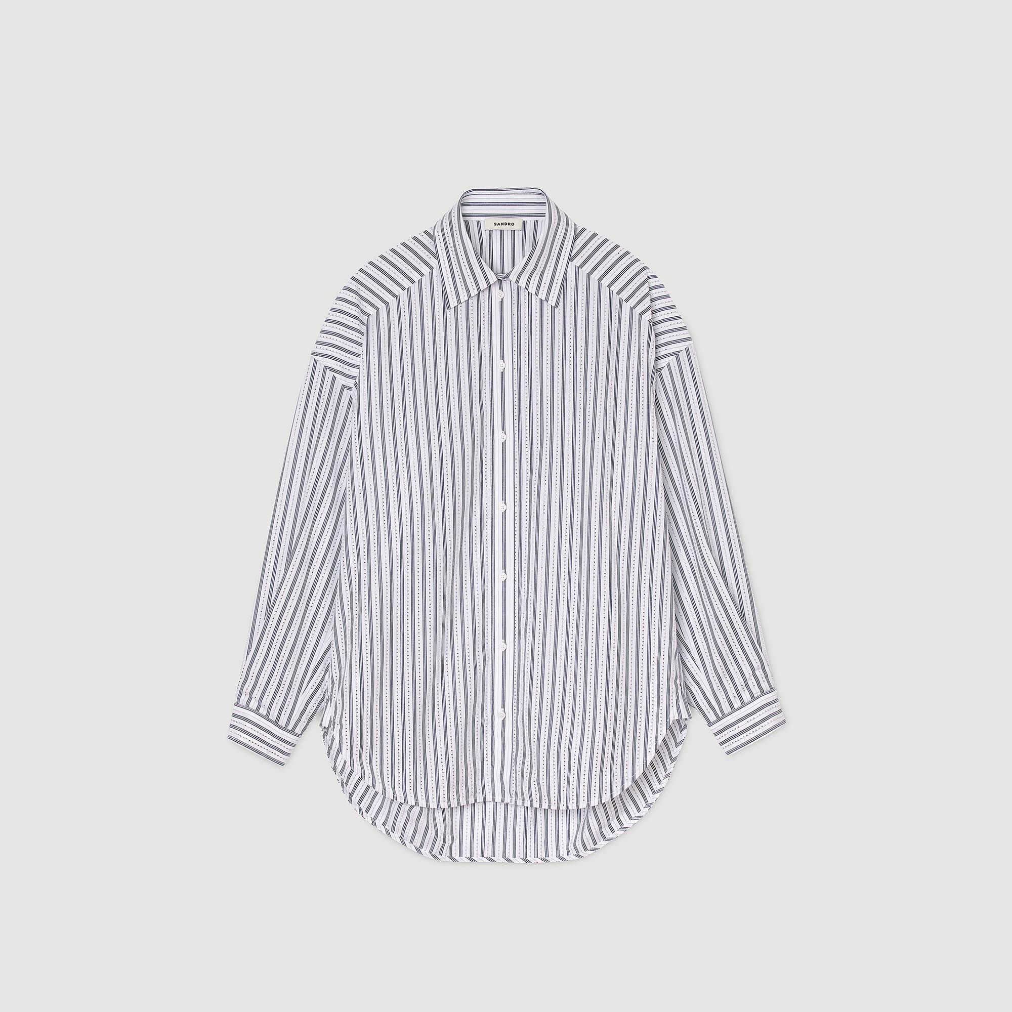 Sandro / Striped rhinestone shirt White