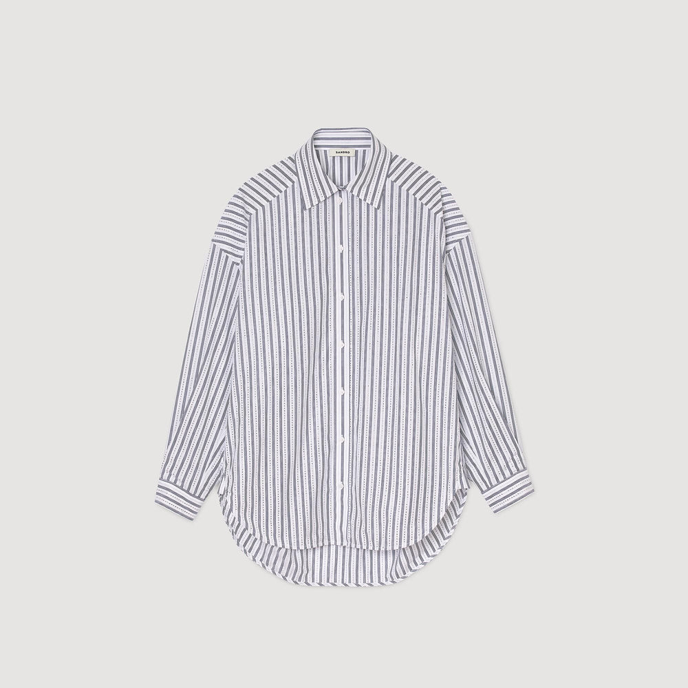 Sandro / Striped rhinestone shirt White