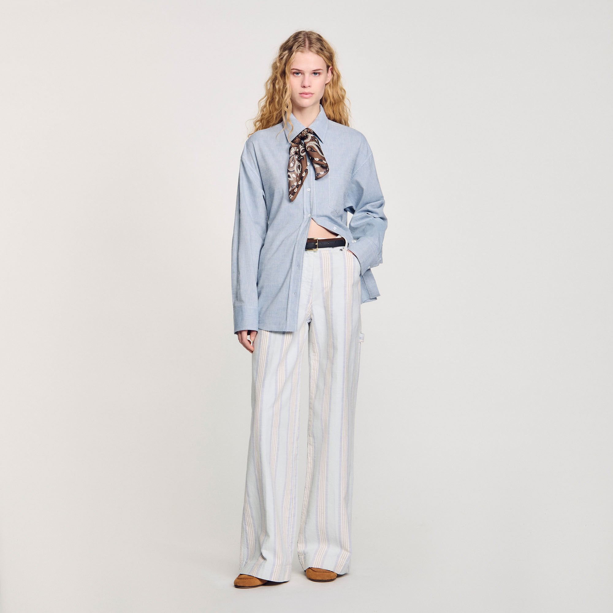 Sandro / Long tie-back shirt Sky Blue
