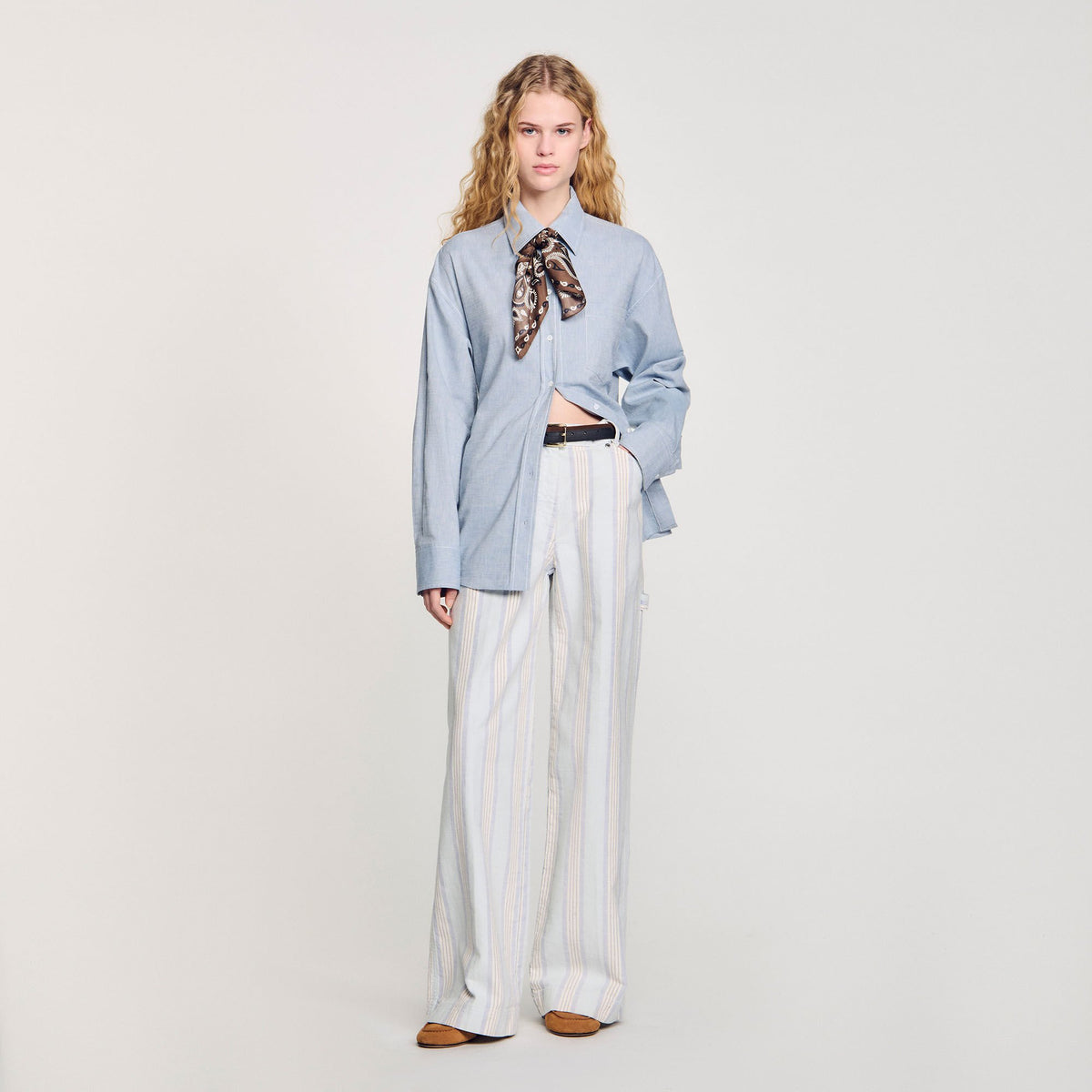 Sandro / Long tie-back shirt Sky Blue