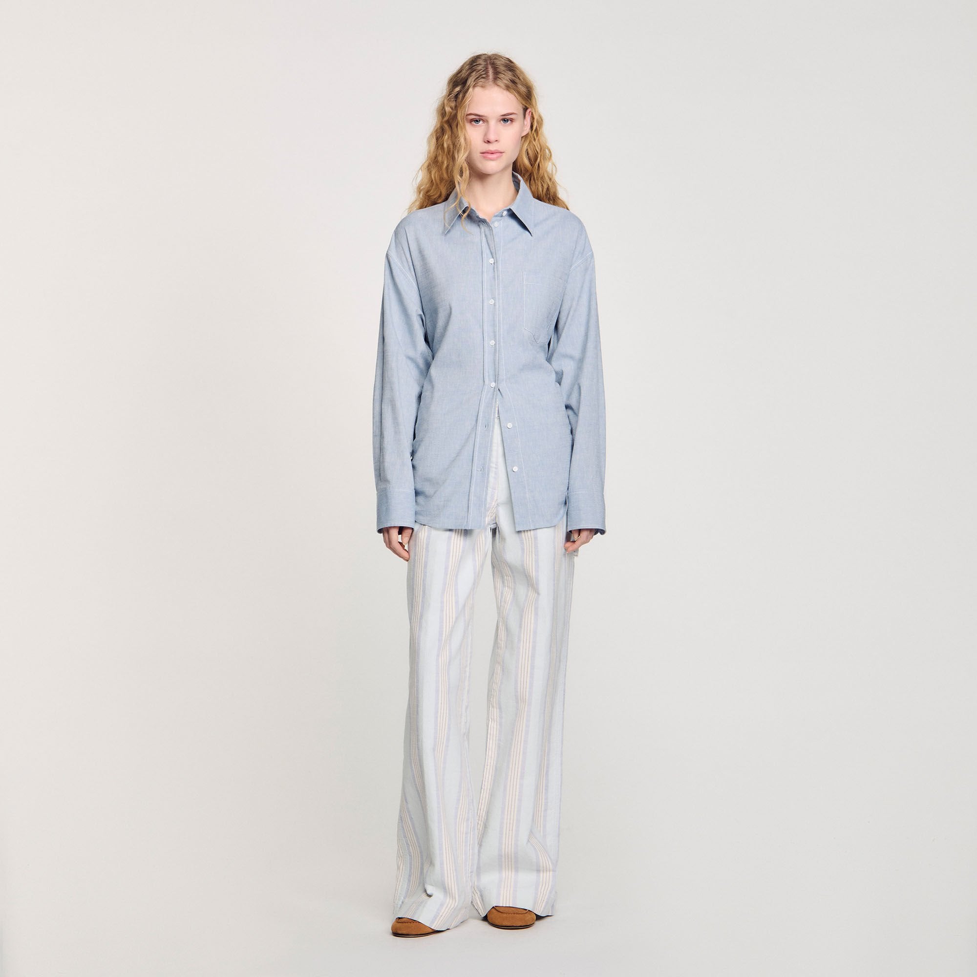 Sandro / Long tie-back shirt Sky Blue
