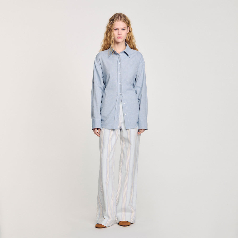 Sandro / Long tie-back shirt Sky Blue