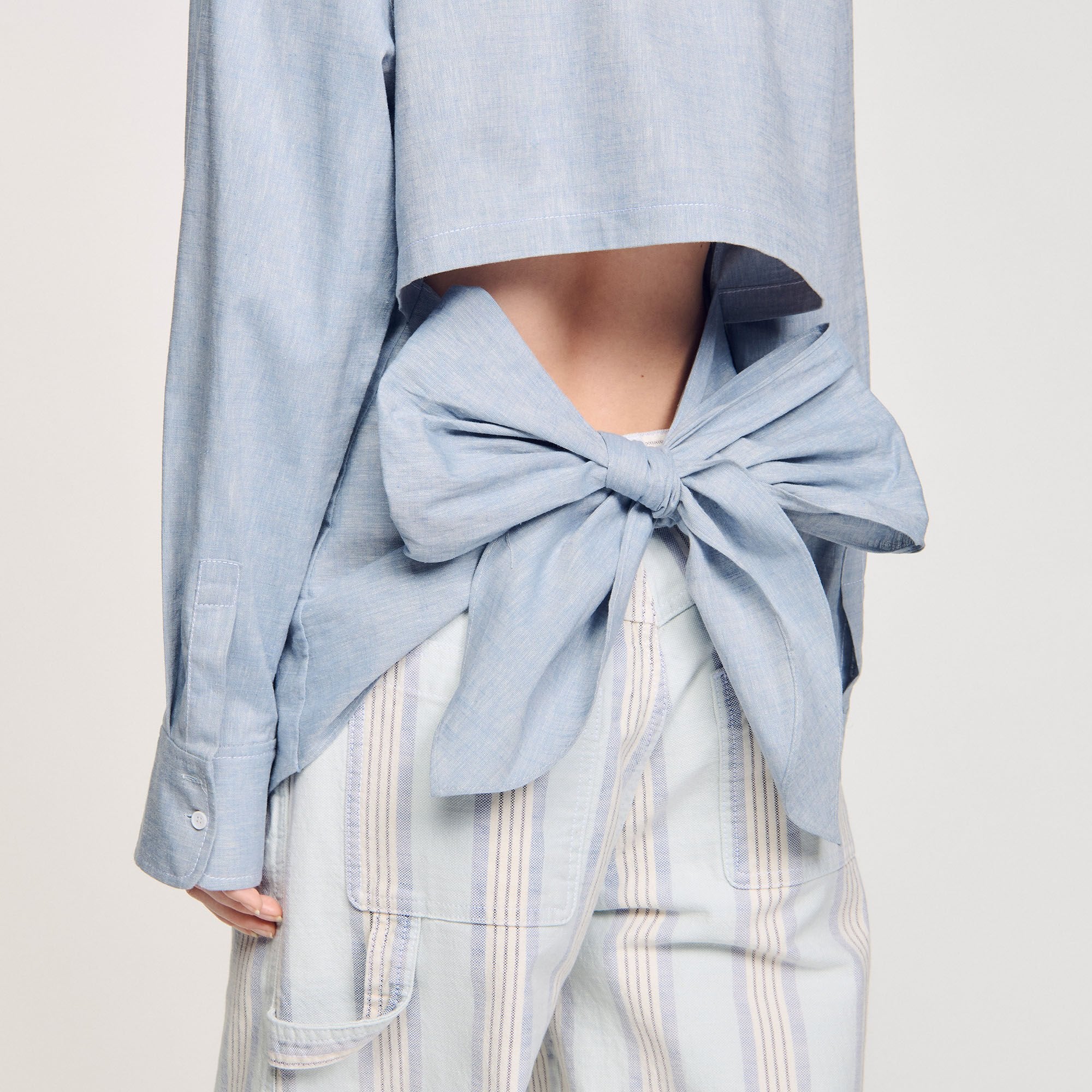 Sandro / Long tie-back shirt Sky Blue