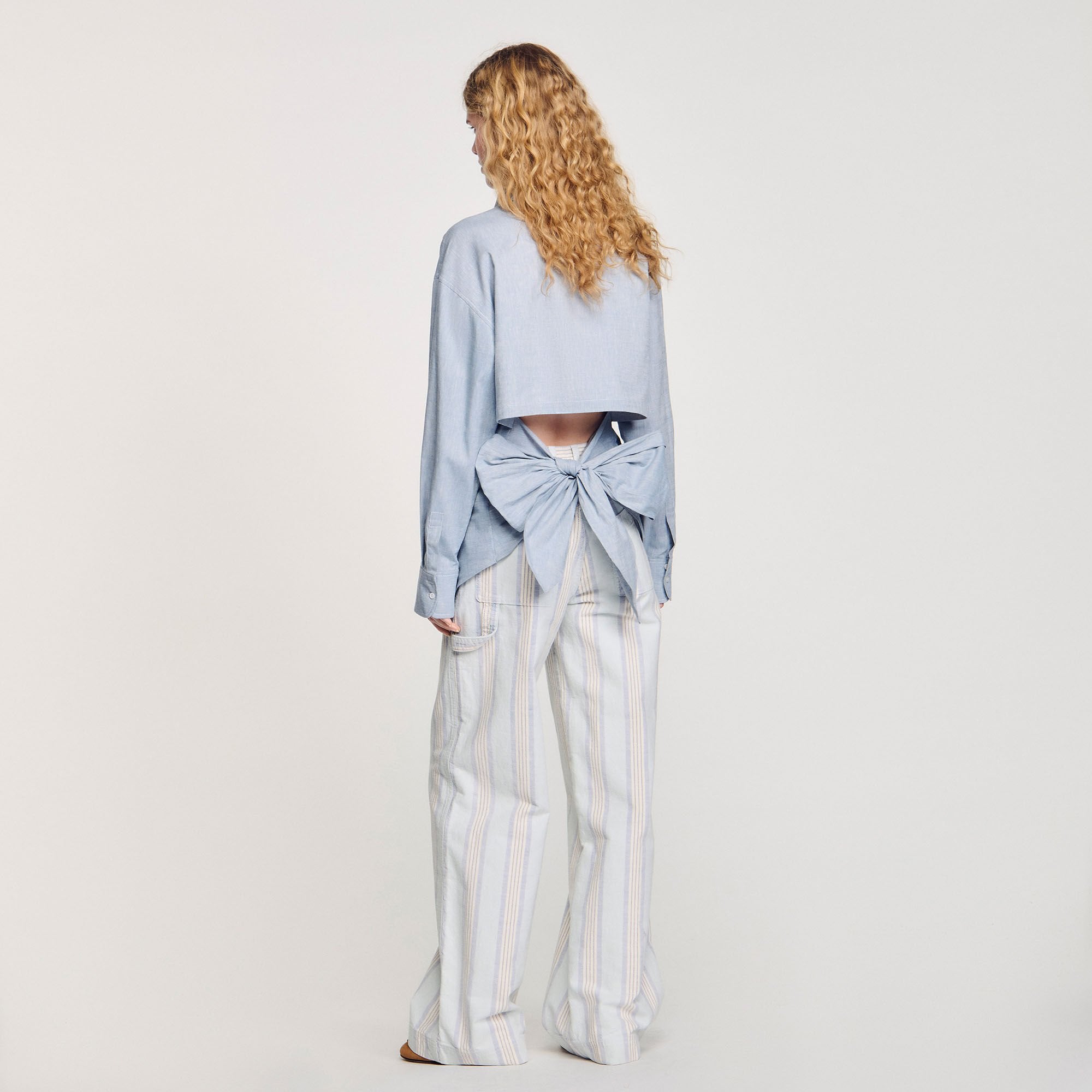 Sandro / Long tie-back shirt Sky Blue